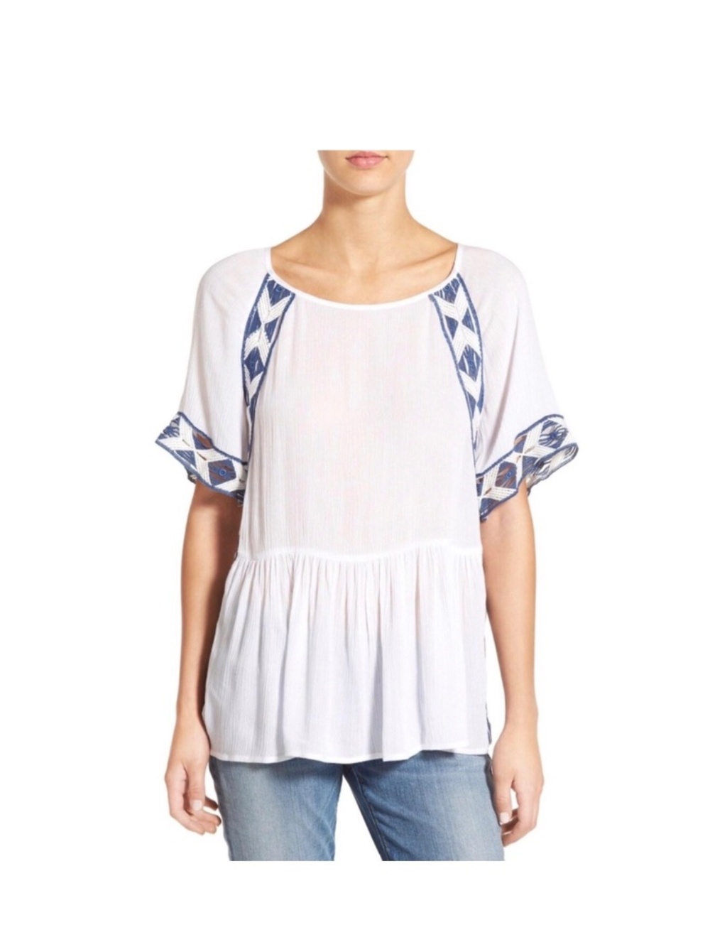 Ella Moss White Crochet Blouse